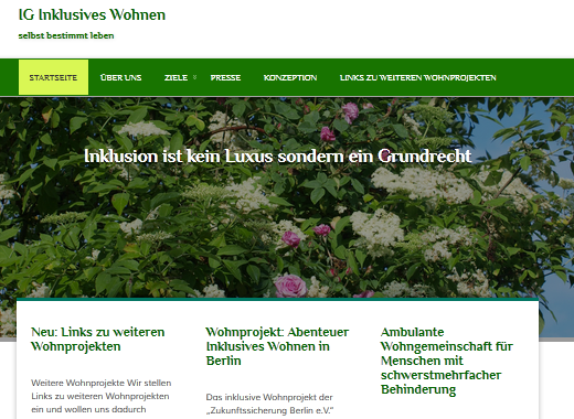 Screenshot Webseite IG Inklusives Wohnen
